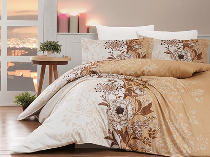 

Комплект постельного белья евро First Choice Cotton Satin Pera Kahve 200х220 (FCS-0058)