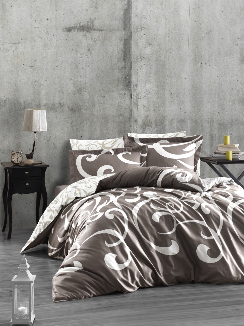

Комплект постельного белья полуторный First Choice Cotton Satin Rüya Vizon 160х220 (FCS-0313)