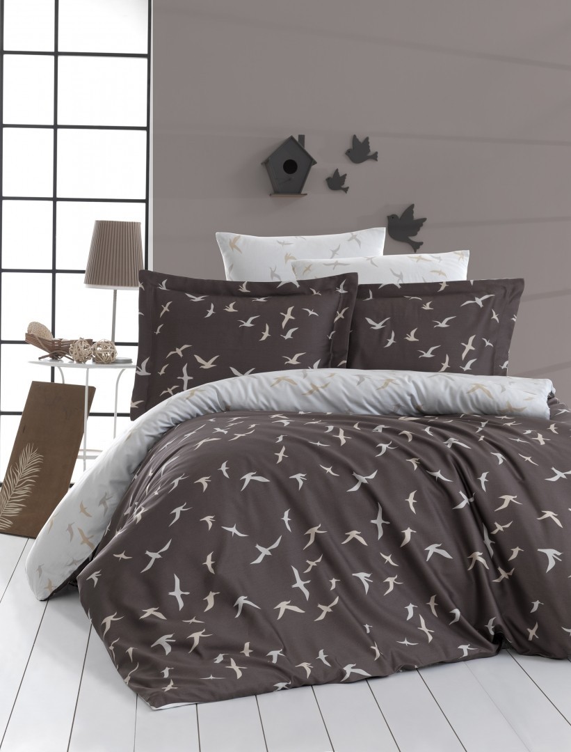 

Комплект постельного белья евро First Choice Cotton Satin Liberta Kahve 200х220 (FCS-0045)