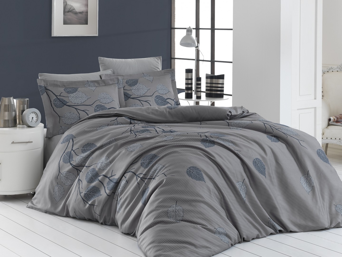 

Комплект постельного белья семейный First Choice Cotton Satin Evida Gri 160х220 (FCS-0477)