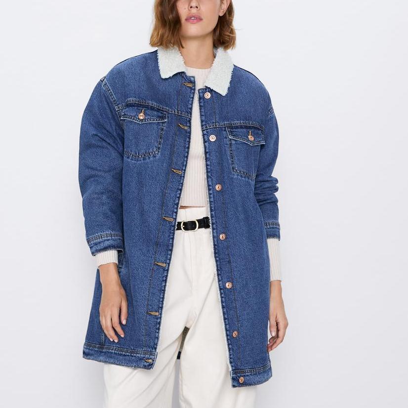 

Пальто женское утепленное из денима Blue Berni Fashion (M) Синий