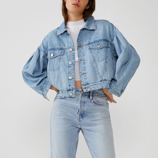 

Куртка женская джинсовая с объемными рукавами Expansion Berni Fashion (M) Голубой