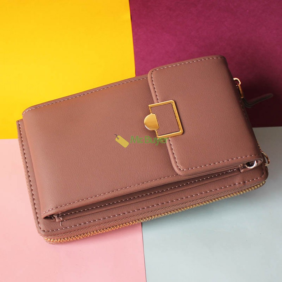 

Кошелек-сумка Simple с наплечным ремешком и отделением для телефона Темно розовая