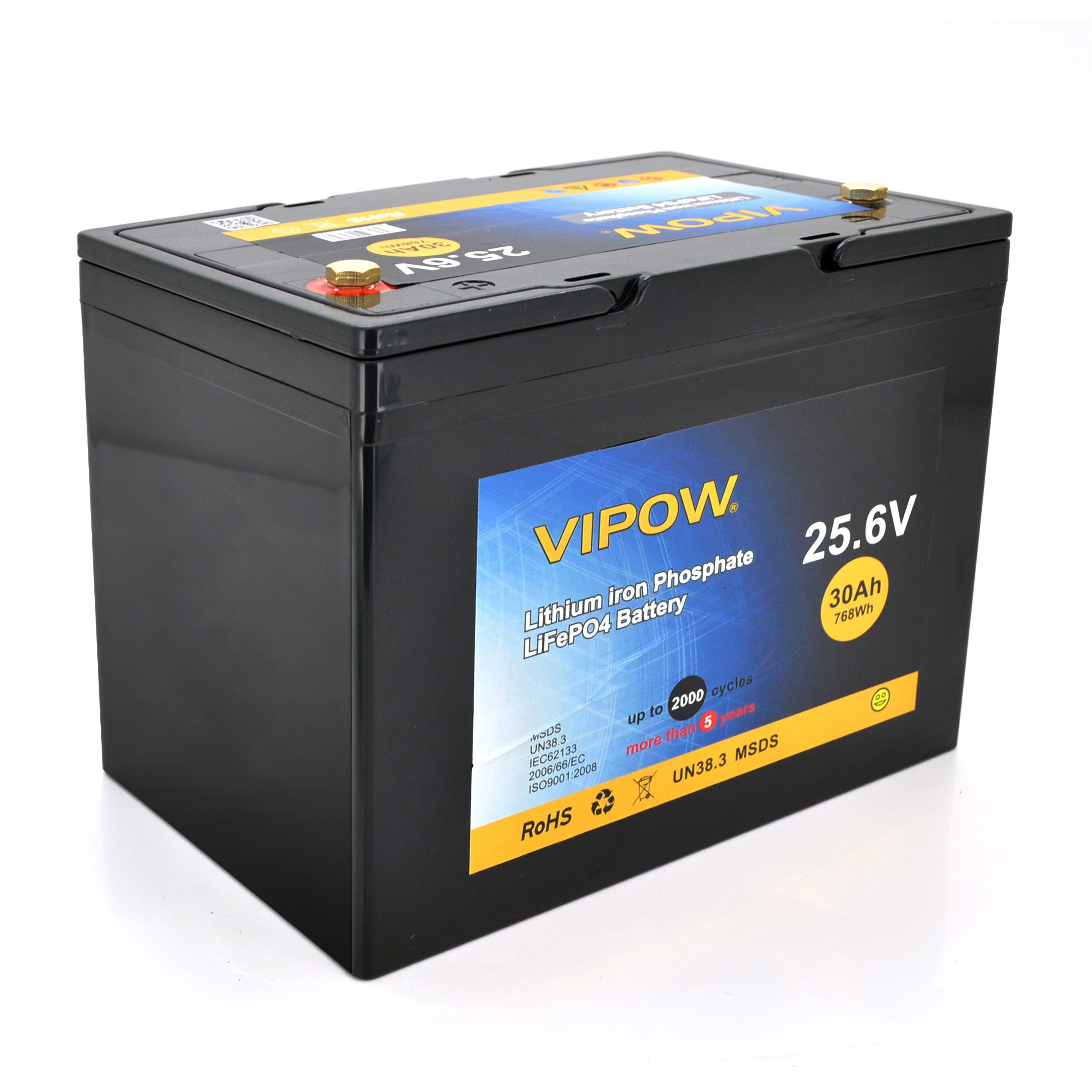 Аккумуляторная батарея Vipow LiFePO4 25,6V 30Ah ВМS 25A (260*170*225 ...
