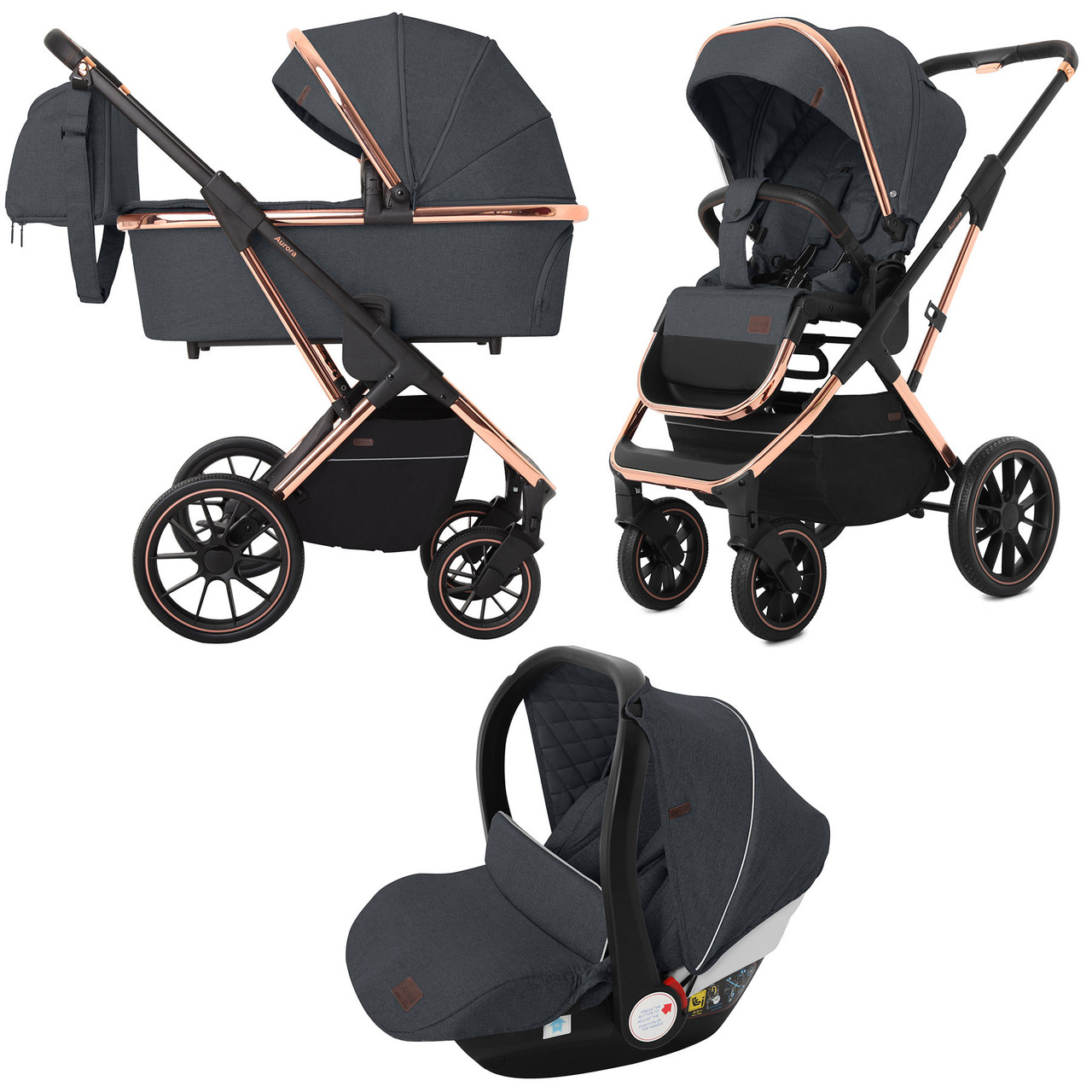 

Коляска универсальная CARRELLO Aurora CRL-6502 (3in1)+дождевик Iron Grey