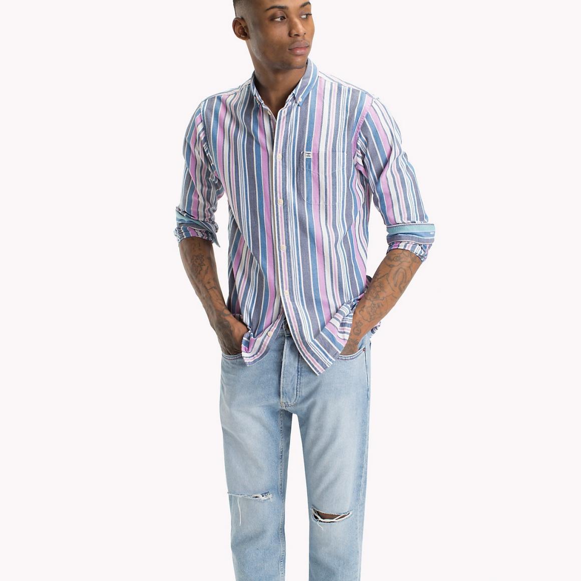 

Рубашка мужская TOMMY HILFIGER серо-розовый-голубой-синий S DM0DM04492-901