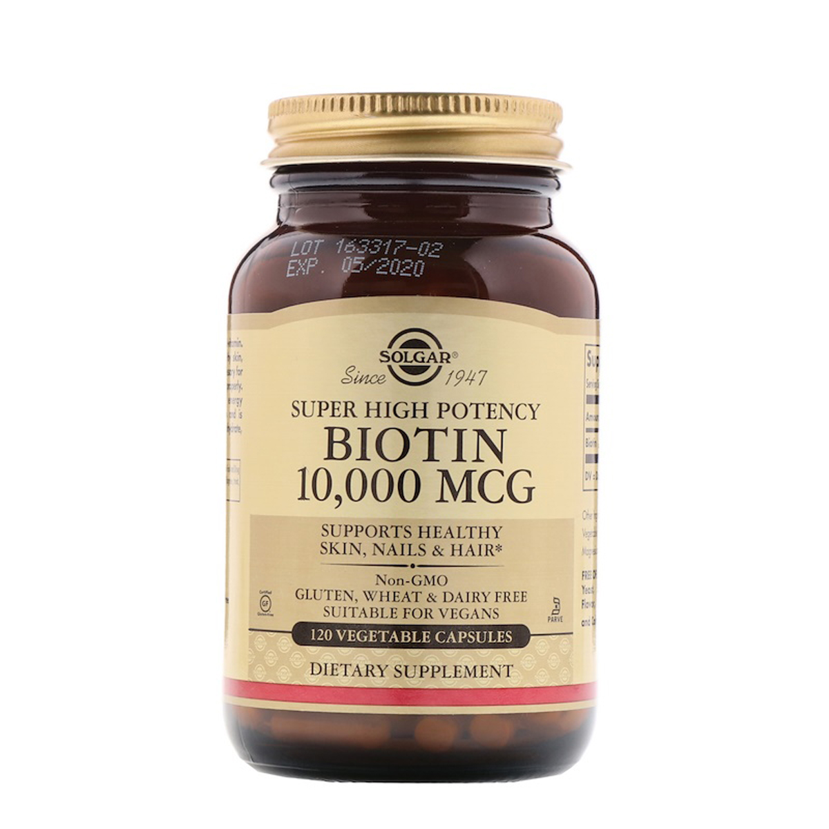 

Витамины Solgar Биотин (В7) Biotin 10 000 мкг 120 гелевых капсул