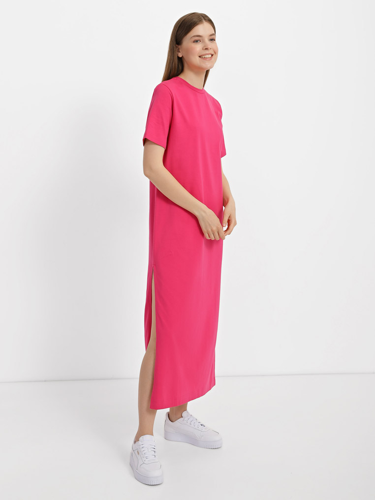Акция на Сукня-футболка довга літня жіноча Promin 2050-63.1_236 L Яскраво-рожева от Rozetka