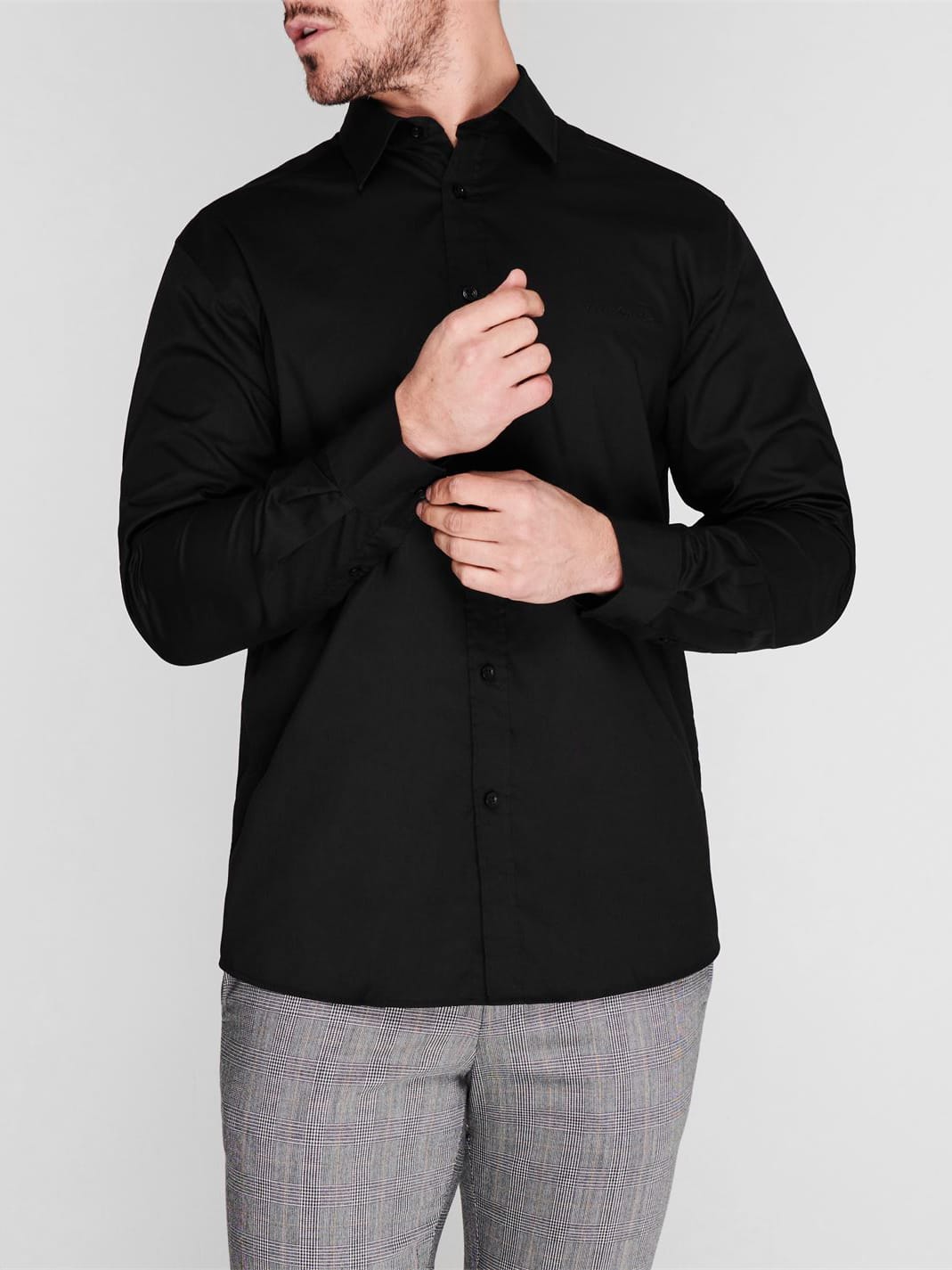 Акція на Сорочка Pierre Cardin Long Sleeve Shirt Mens 55023403 2XL Чорна від Rozetka