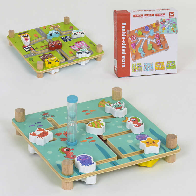 

Деревянная игра Лабиринт C 40004 (60) с песочными часами, 2 вида, в коробке