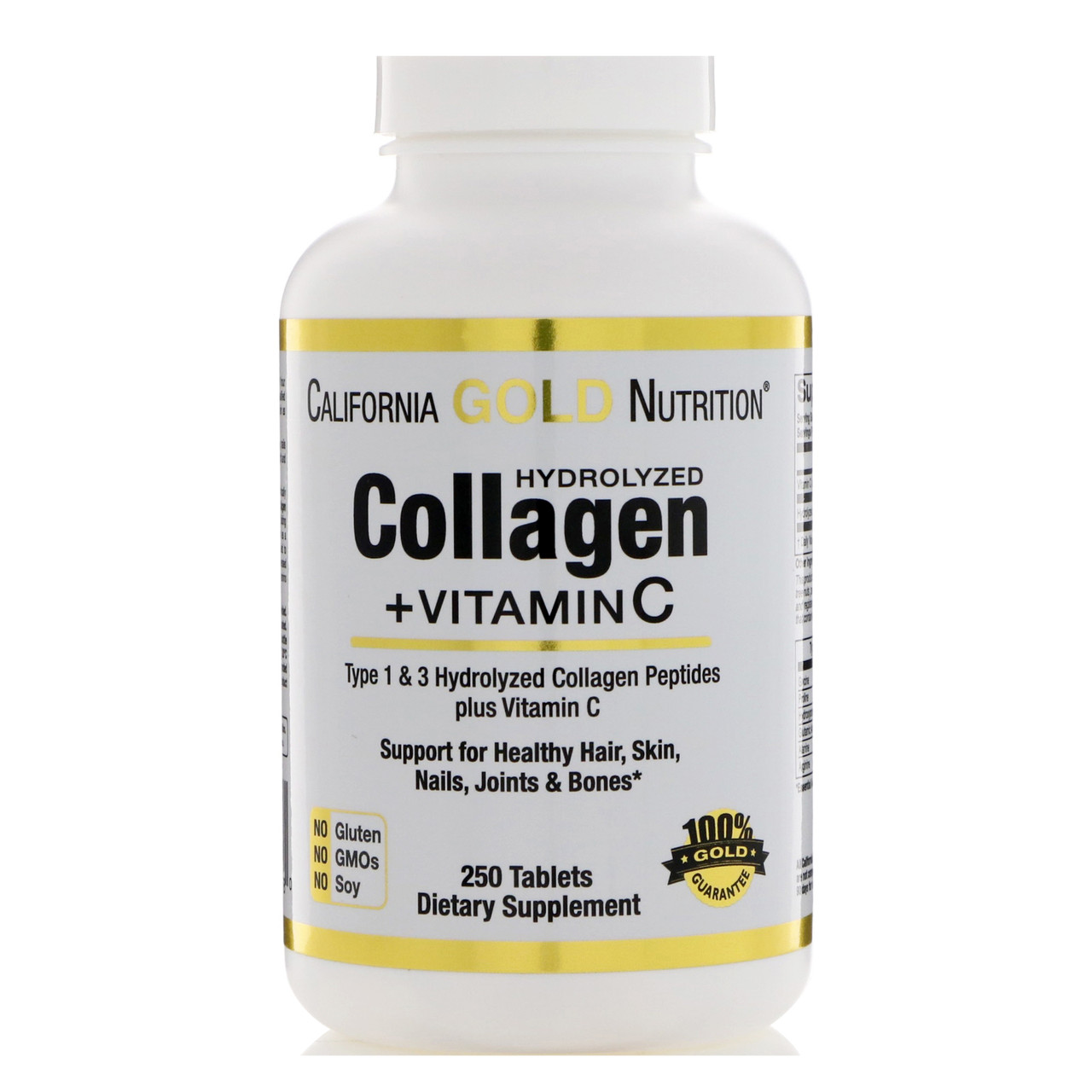 

Гидролизованные коллагеновые пептиды California Gold Nutrition с витамином С Коллаген тип 1 и 3 6000 мг 250 таблеток