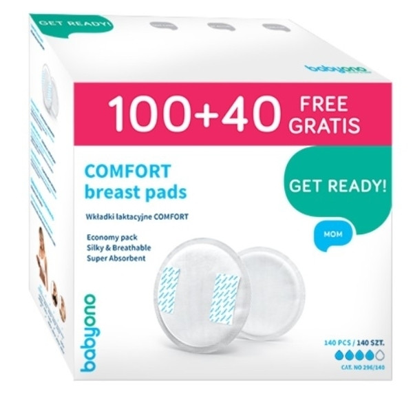 

Лактационные вкладыши BabyOno Comfort, 140 шт. (296/140)