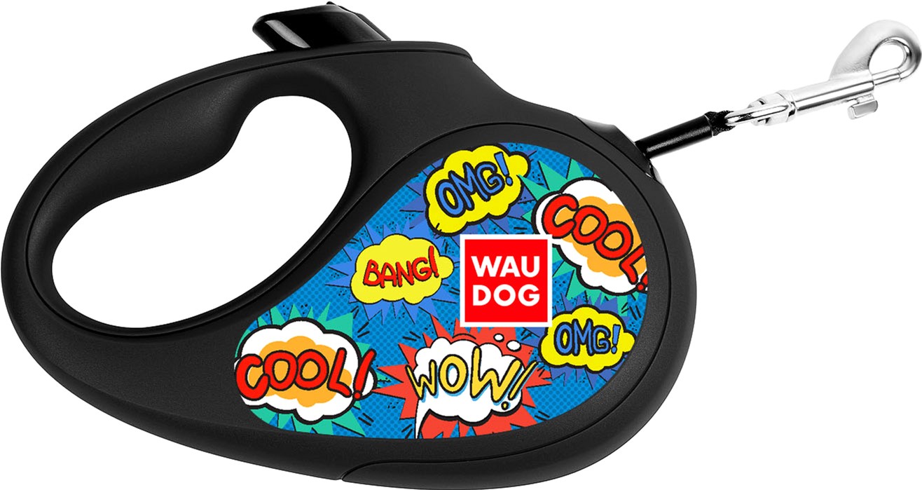

Поводок-рулетка для собак Collar WAUDOG R-leash, рисунок "ВАУ", M, до 25 кг, 5 м, светоотражающая лента (8125-0087-01)