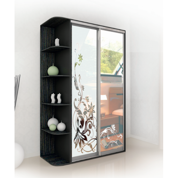 

Шкаф-купе с угловой приставкой двухдверный в гостиную фасад художественное матирование 120х60 см Modern