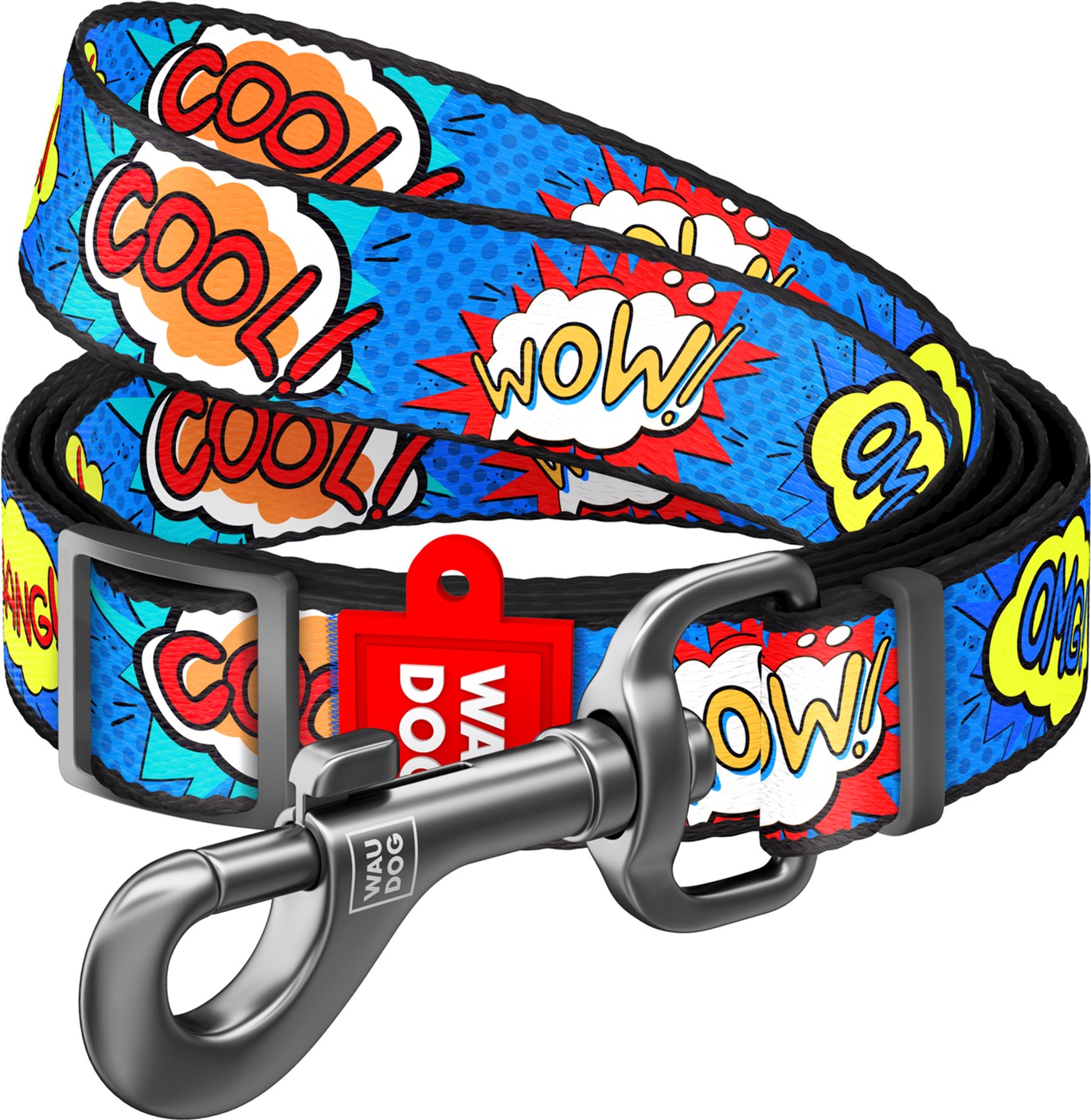 

Поводок для собак нейлоновый Collar WAUDOG Nylon, рисунок "ВАУ", регулируемый, S, Ш 15 мм, Дл 152-183 см (5349)