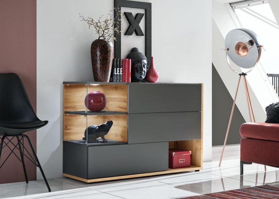 

Комод в гостиную из ДСП SB Silk ASM Meble Серый