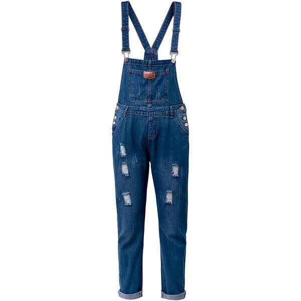 

Женский джинсовый полукомбинезон Yeokou Womens Fashion Casual Boyfriend Loose Distressed Ripped Denim Bib Overalls 27