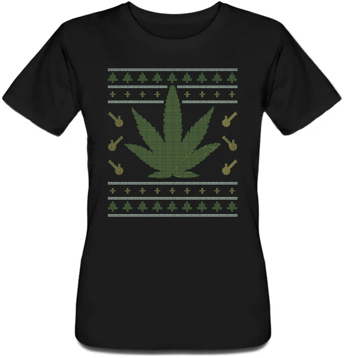 

Женская футболка "Weed Ugly Christmas" (чёрная, Женская футболка "Weed Ugly Christmas" (чёрная) S