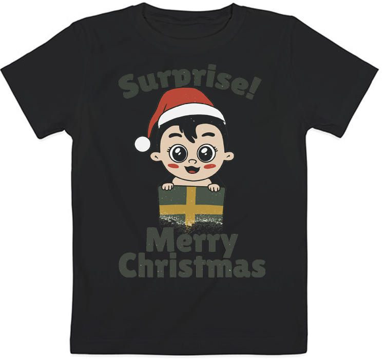 

Детская футболка "Surprise! Merry Christmas" (чёрная) 3-4 104
