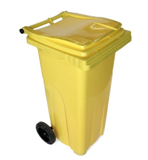 Мусорный бак на колесах Afacan Plastik усиленный пластик 120 л желтый .