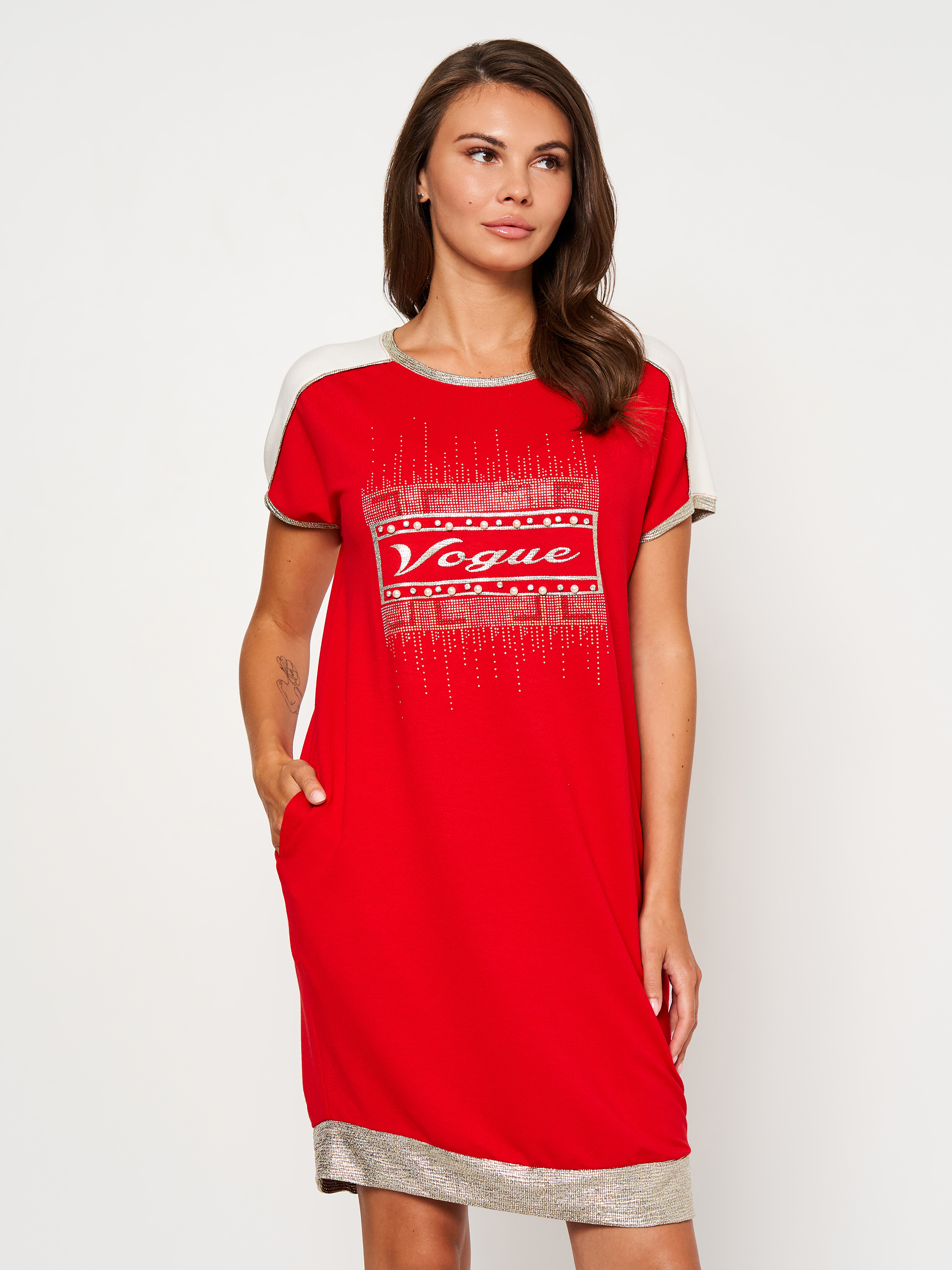 Акція на Сукня-футболка міні літня жіноча Anastasimo 176 XL Червона від Rozetka