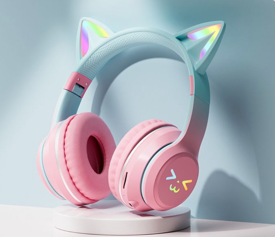 Безпровідні навушники CATEAR BT612 з мікрофоном та підсвіткою Pink ...