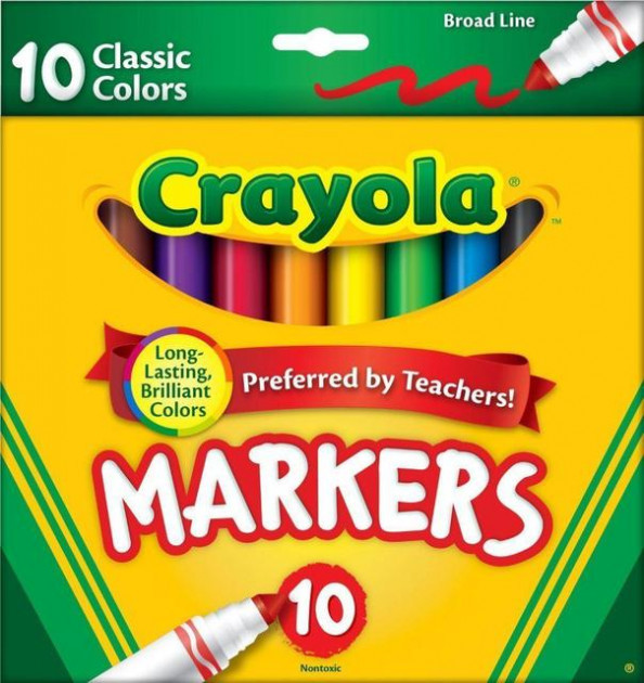 

Фломастеры Crayola Класические Classic Markers Broad Line 10 шт 58/7722