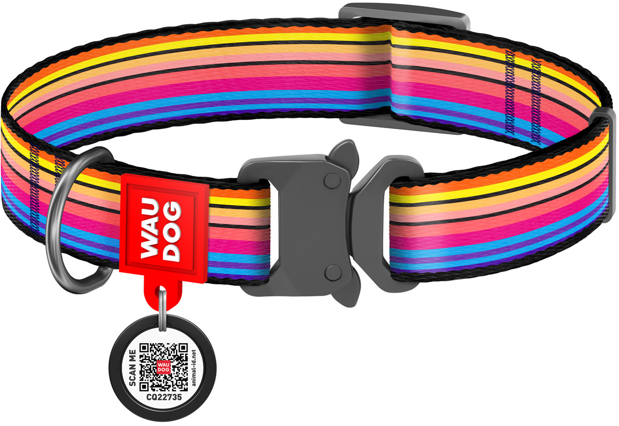 

Ошейник для собак нейлоновый Collar WAUDOG Nylon c QR паспортом, рисунок "Линия 1", металлическая пряжка-фастекс, L, Ш 25 мм, Дл 31-49 см (5155)