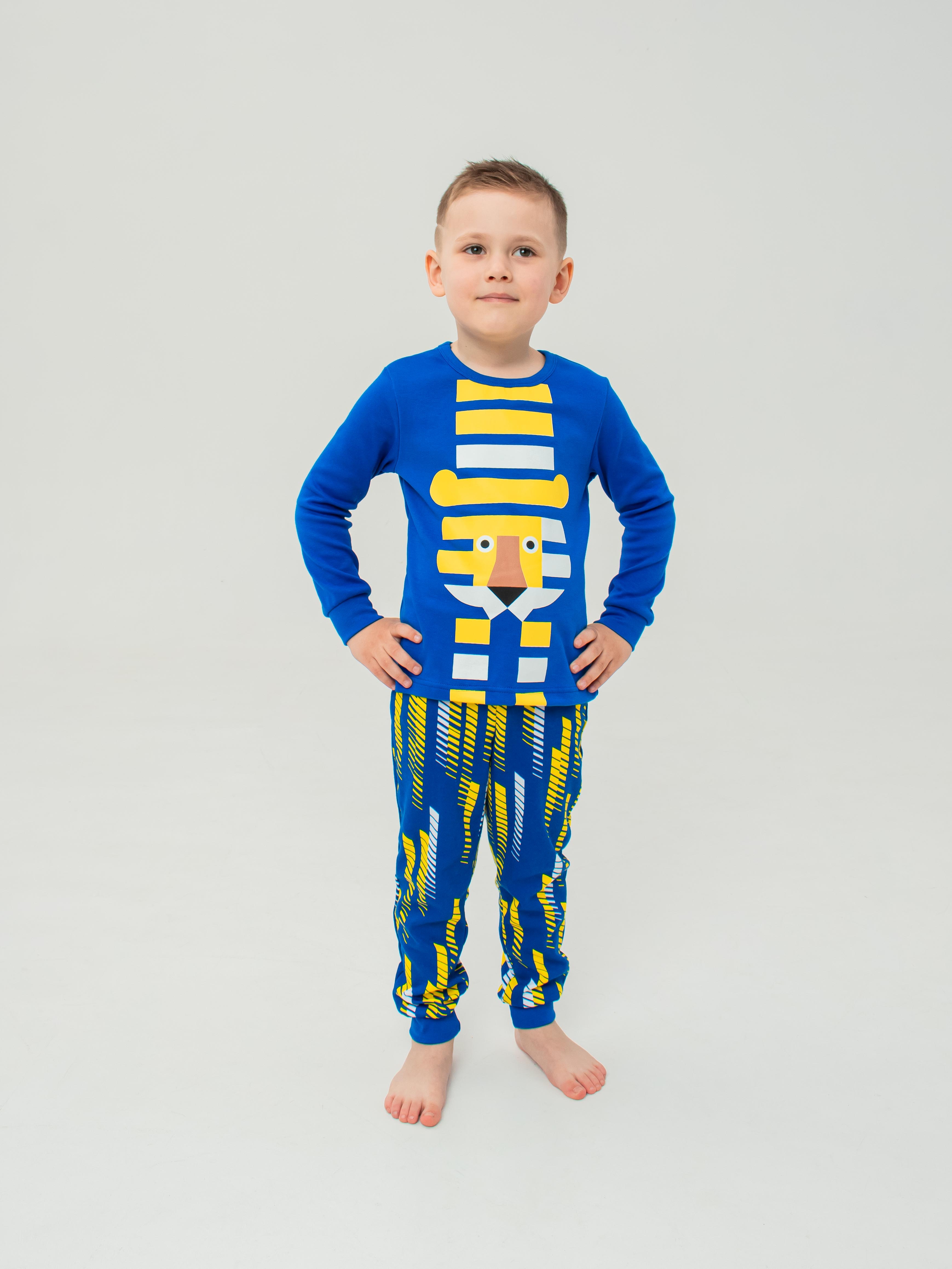 Акція на Піжама дитяча (футболка з довгим рукавом + штани) Smil 104523 116 см Темно-синя від Rozetka