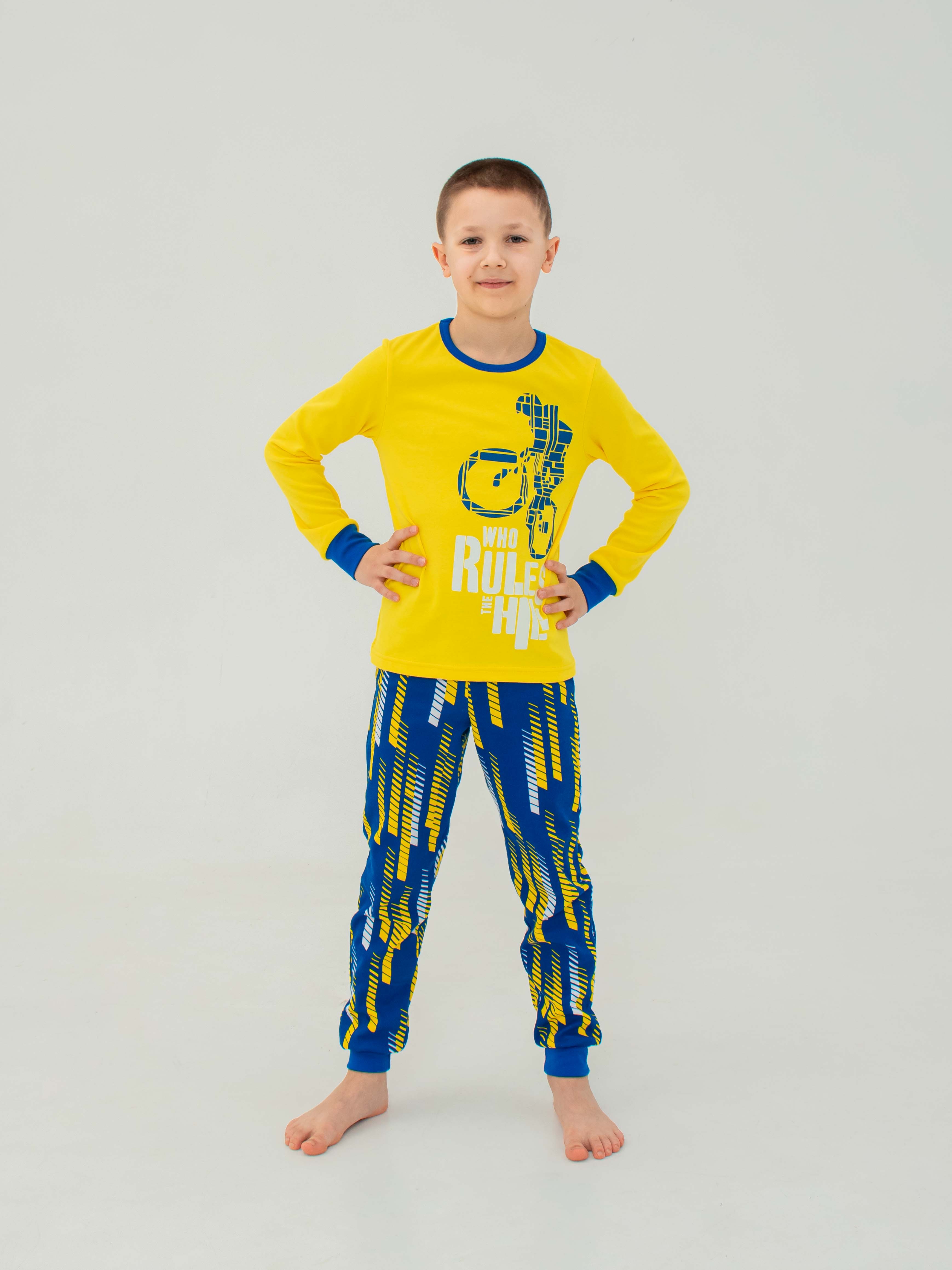 Акция на Піжама дитяча (футболка з довгим рукавом + штани) Smil 104689 122 см Жовта от Rozetka
