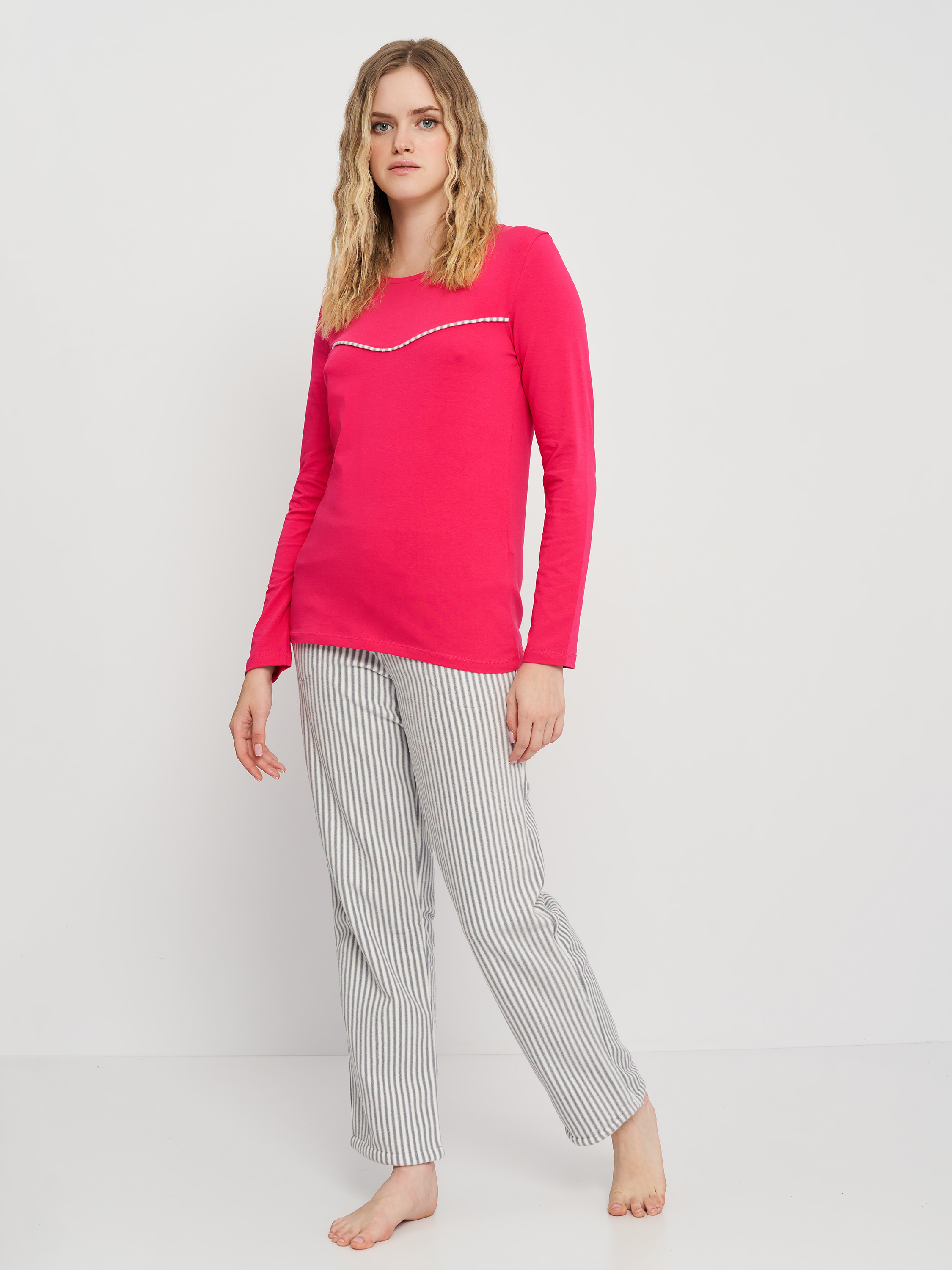 Акція на Піжама (лонгслів + штани) жіноча великих розмірів DoReMi 002-000264 XL/XXL Рожева від Rozetka