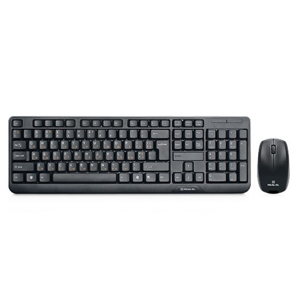 

Комплект (клавиатура, мышь) беспроводной REAL-EL Standard 555 Kit Black USB UAH