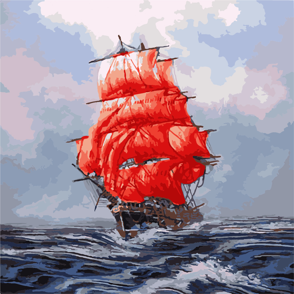 

Картина по номерам Идейка Алые паруса 40*40 см (в коробке) арт.KH2709