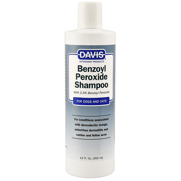 

Шампунь Davis Benzoyl Peroxide Shampoo ДЭВИС 2,5% для собак и котов с демодекозом и дерматитами, 0,355 л