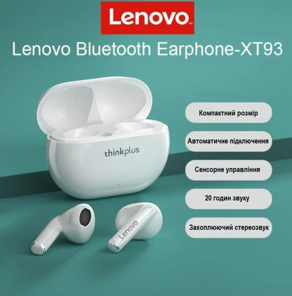 Беспроводные наушники Lenovo Bluetooth 5.2 TWS White(6928760100164 ...