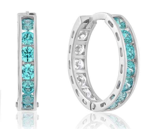 

Серьги-кольца с камнями SWAROVSKI Zirconia, "Полнолуние", белое золото,С4174/1SWMINT