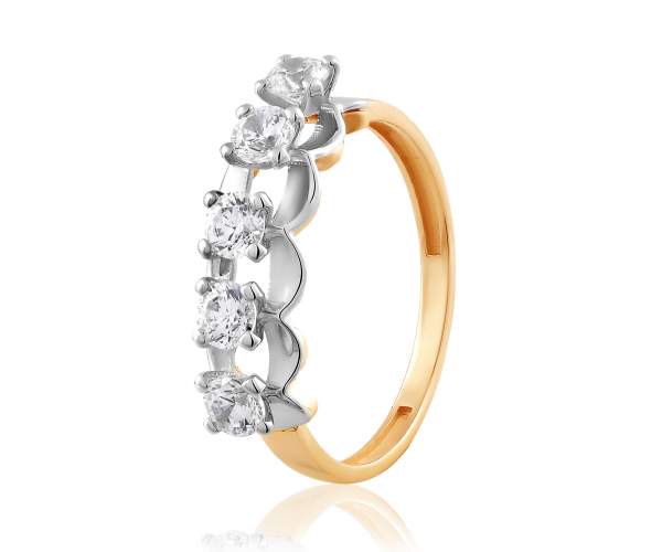 

Кольцо из комбинированное золота с камнями SWAROVSKI Zirconia "Амеди",КД4241SW, 18.5 размер