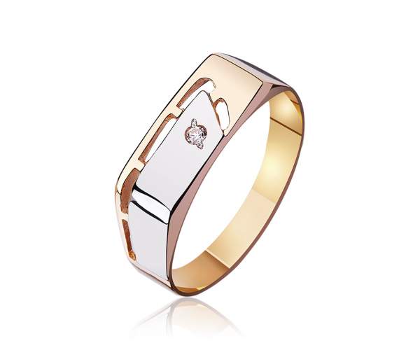 

Печатка золотая с куб. цирконием, КП007Б, 20 размер