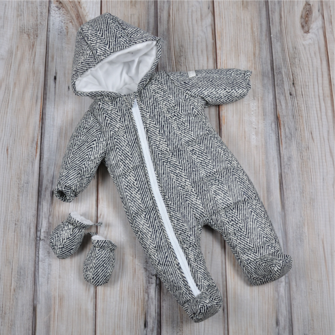 

Стеганый зимний комбинезон Magbaby с варежками Зебра 62