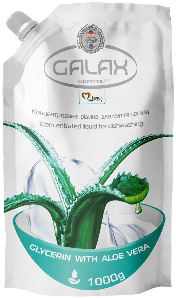 Концентрована рідина для миття посуду Galax Гліцерин з Алое вера 1000 г ...