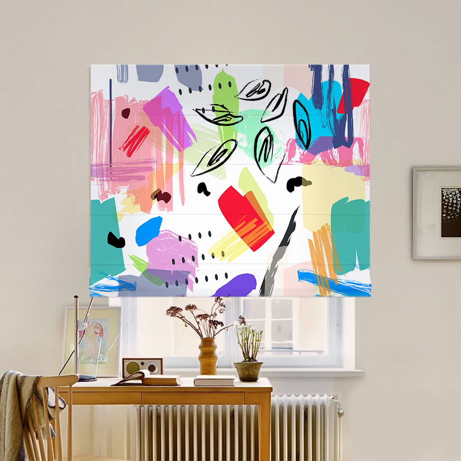 

Римская штора система Classic InHt Фотопечать Абстракция 00-627 Джуси Велюр 130х170 см