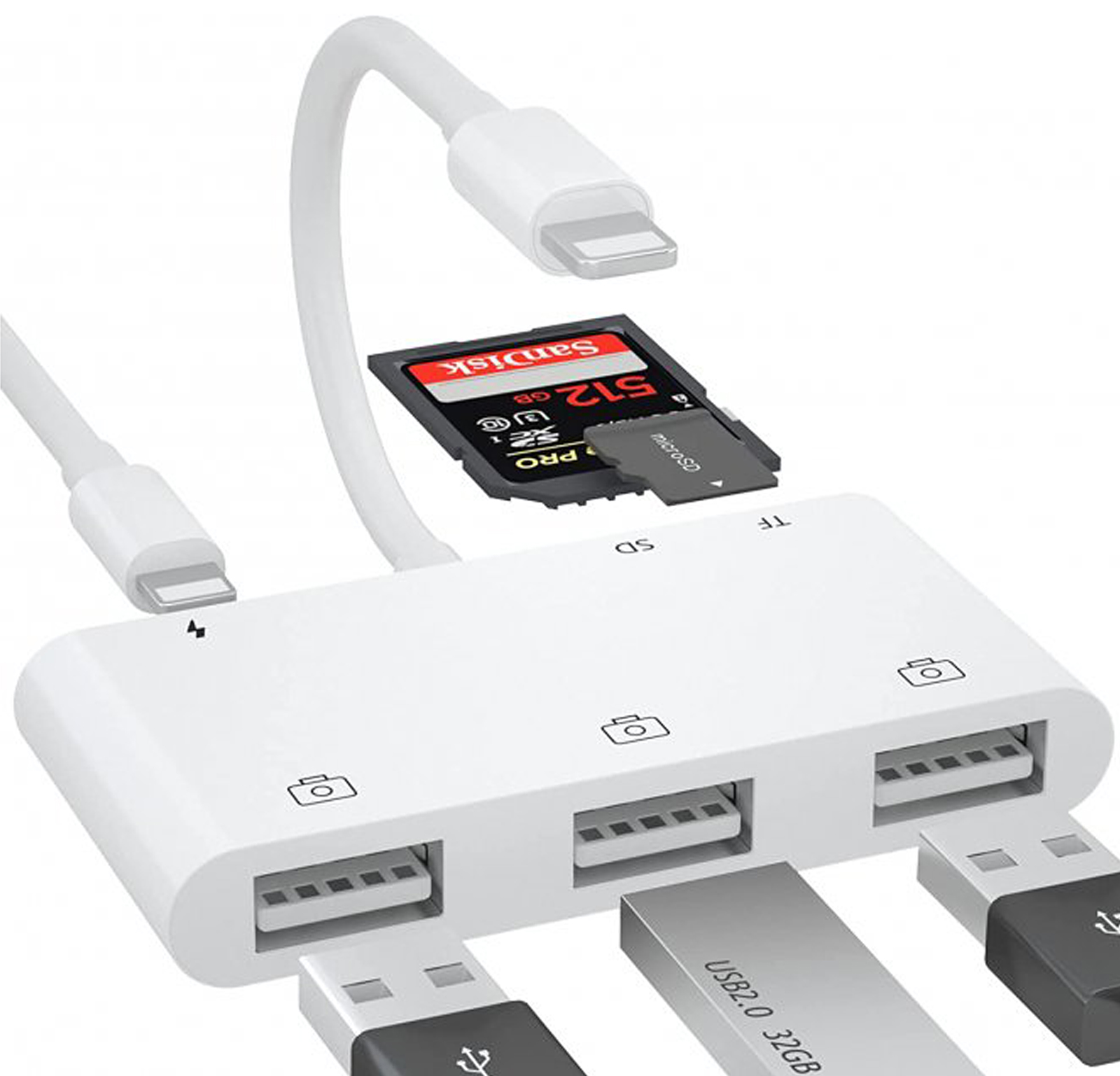 Переходник для iPhone на 3 x USB и SD/TF Card Reader адаптер для iPad на  флешку и SD TF картридер кабель PAVLYSH (PA-05) – фото, отзывы,  характеристики в интернет-магазине ROZETKA от продавца: