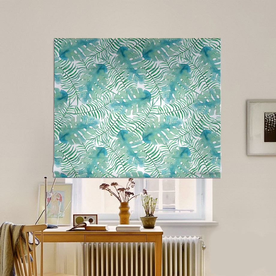 

Римская штора система Classic InHt Фотопечать Тропические листья 15-103 Блэкаут 150х170 см