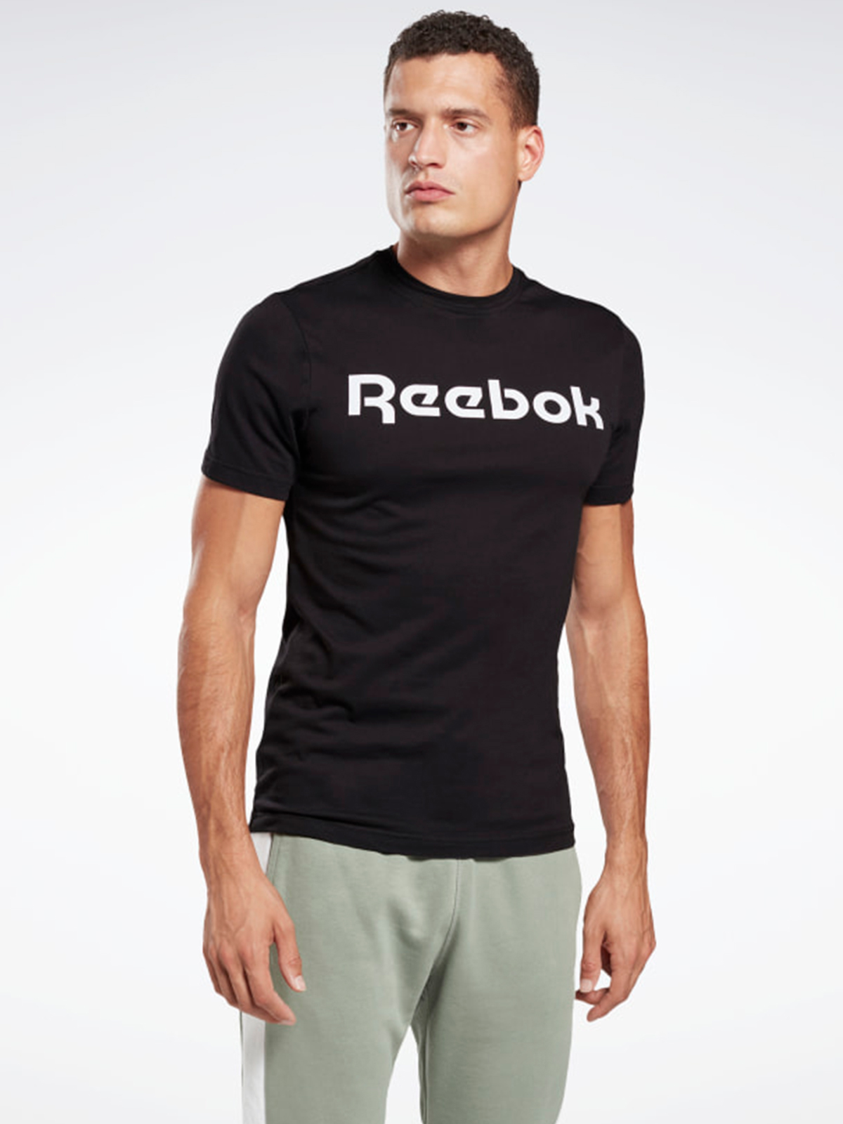 Акція на Футболка бавовняна чоловіча Reebok Linear Re GJ0136 2XL Чорна від Rozetka