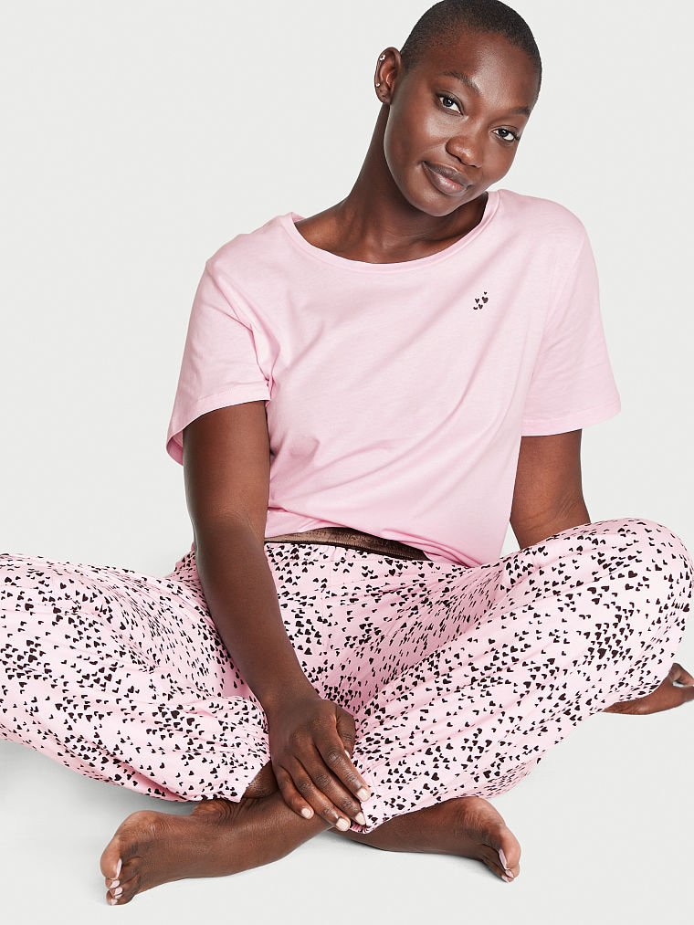 Акція на Піжама (футболка + штани) жіноча великих розмірів Victoria's Secret 675832710 XXL Рожева від Rozetka