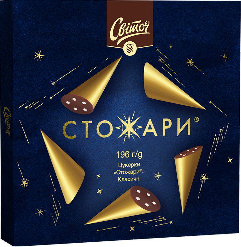 Конфеты Світоч Стожары классические в темном шоколаде в коробке 196 г ...