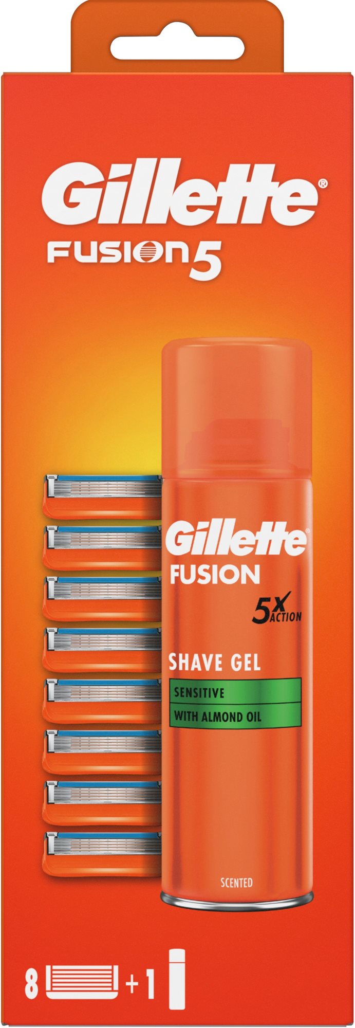 Гель для бритья + запасные лезвия Gillette Fusion5 Sensitive 8 шт ...