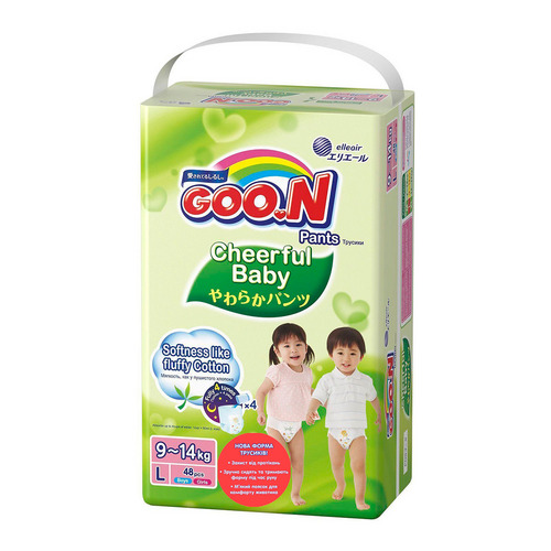 

Подгузники-трусики GOO.N Cheerful Baby для детей Размер 8-14 кг L 48 шт Унисекс (843285)