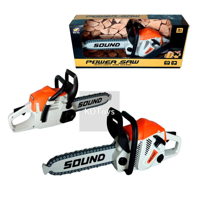 Детская игрушечная бензопила Power Saw на батарейках со ЗВУКОМ (192 H ...