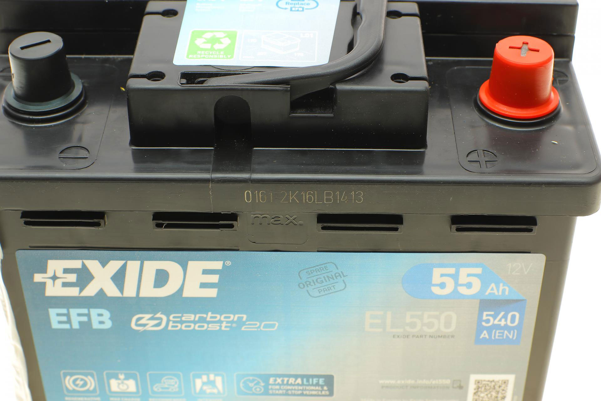 Автомобільний акумулятор Exide Start-Stop EFB 55 А·год Ев (-/+) Euro  (540EN) (EL550) – фото, відгуки, характеристики в інтернет-магазині ROZETKA